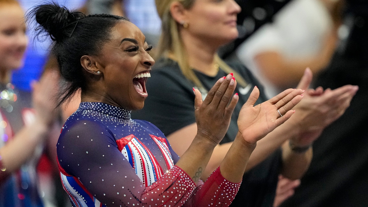 Simone Biles leads US women's gymnastics team in Paris Olympics.